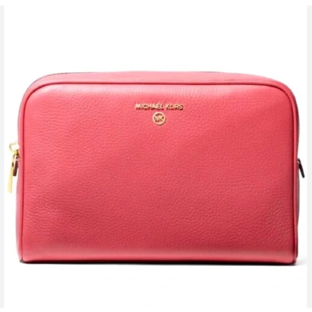 EUC Michael Kors Jet Set Charm Large Zip Travel Pouch, light berry sorbet